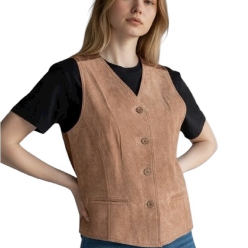 Vtg Vest Waistcoat Brown Suede Fairy Grunge Whimsigoth Western 80s 90s Boho S